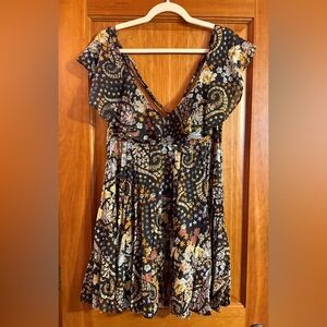 FP Movement by Free People Floral Mini Dress - Black and Yellow